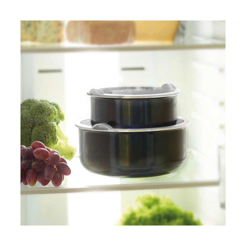 Batería De Cocina 4 Piezas - Aluminio Negro Con Revestimiento Diamante Perlado