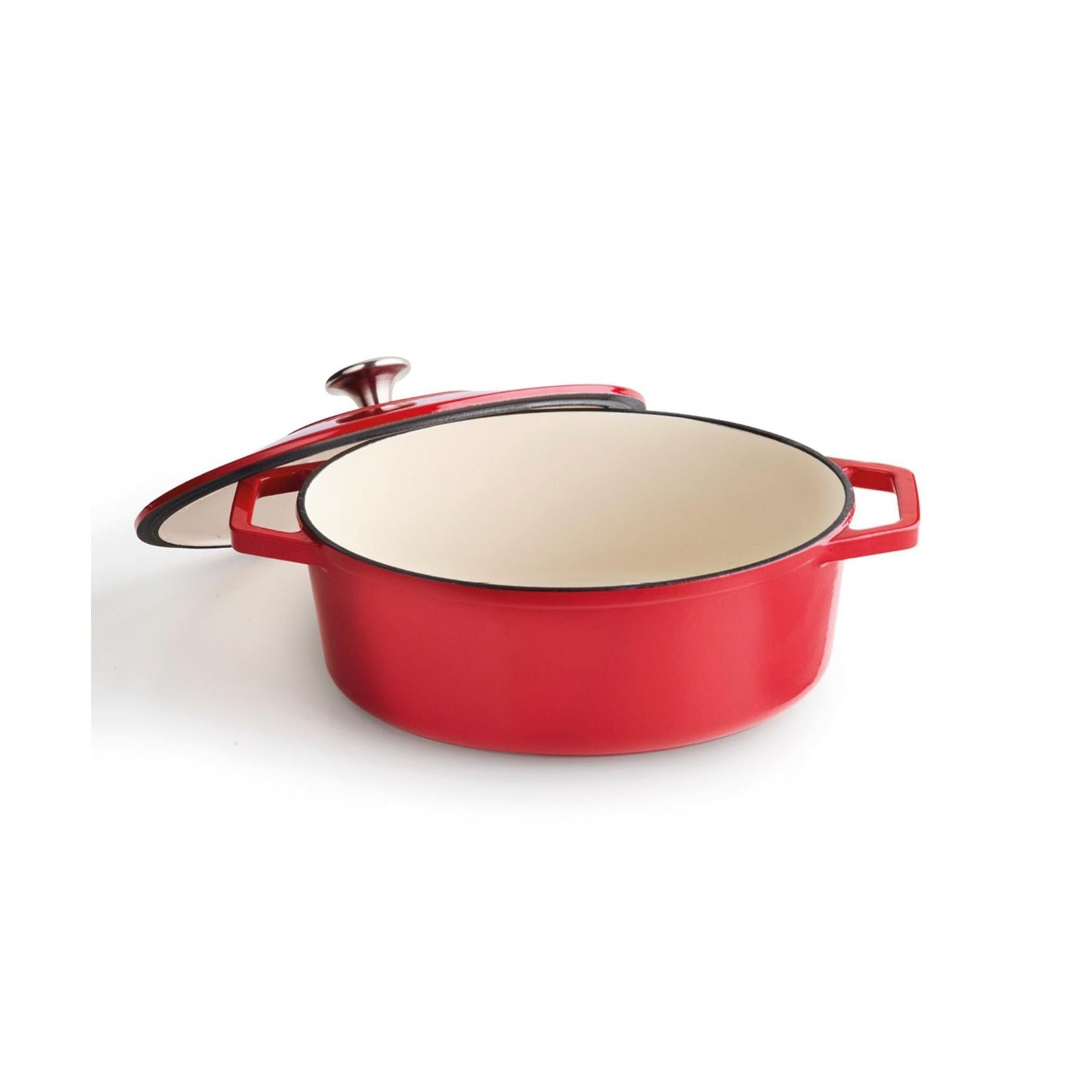Cocotte De Acero Fundido Ovalada - Roja