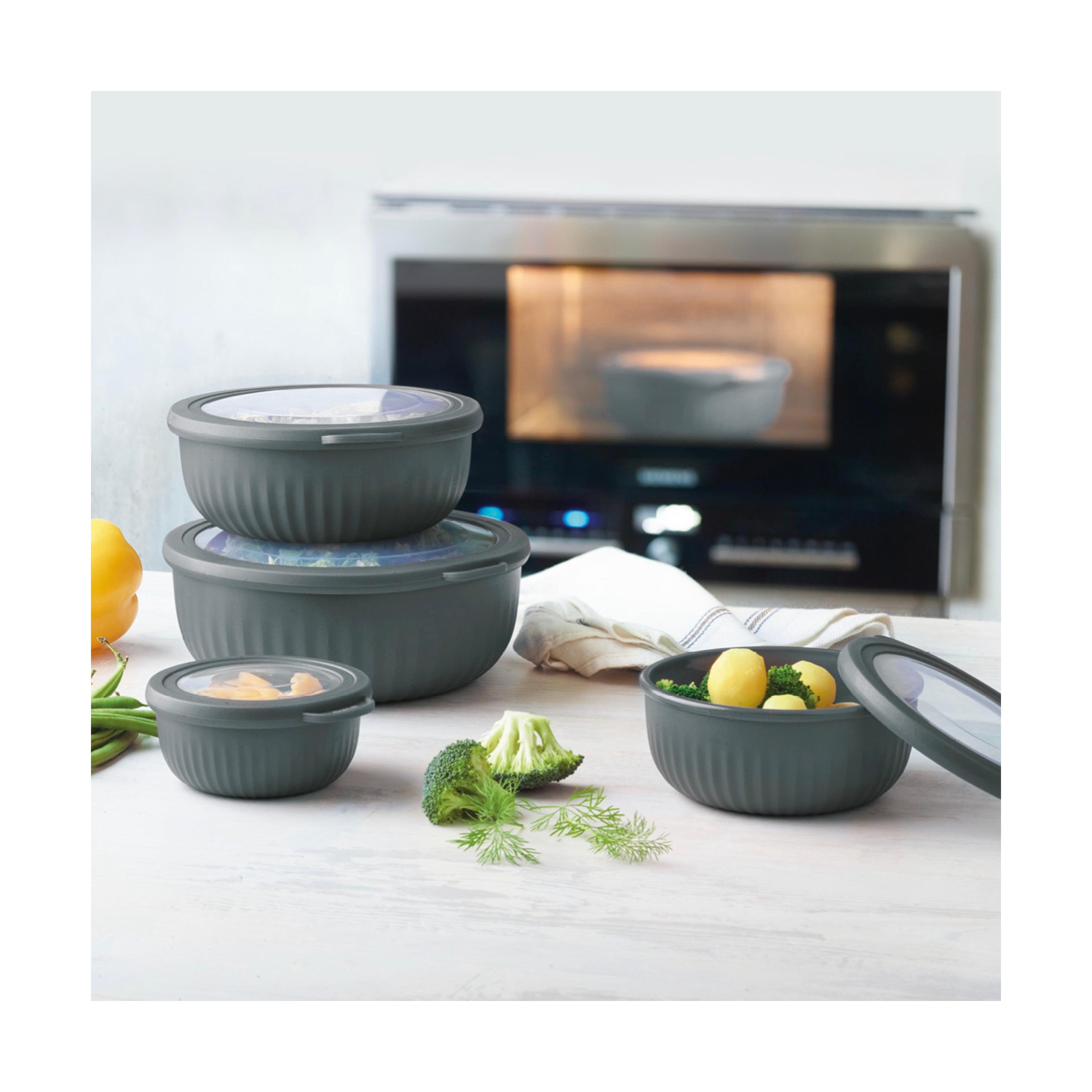 Set De 4 Cajas De Conservación Encajables - Gris Antracita