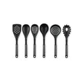 Set De 6 Ustensiles De Cuisine Avec Support De Rangement Rotatif - Gris Foncé