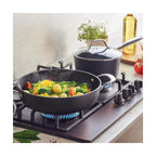 Batería De Cocina 9 Piezas De Aluminio Forjado Y Acero Inoxidable - Negro
