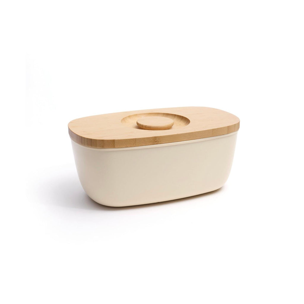 Panera Con Tapa De Bambú - Crema/Madera