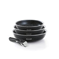 Set De 3 Poêles Aluminium Avec Poignée Amovible - Noir