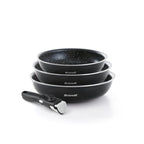 Set De 3 Poêles Aluminium Avec Poignée Amovible - Noir