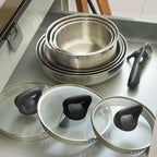BRANDT - Set de 3 cacerolas Amo de acero inoxidable con asa extraíble - Plateado