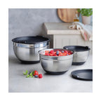 Set De 3 Boles Para Mezclar De Acero Inoxidable - Plateado