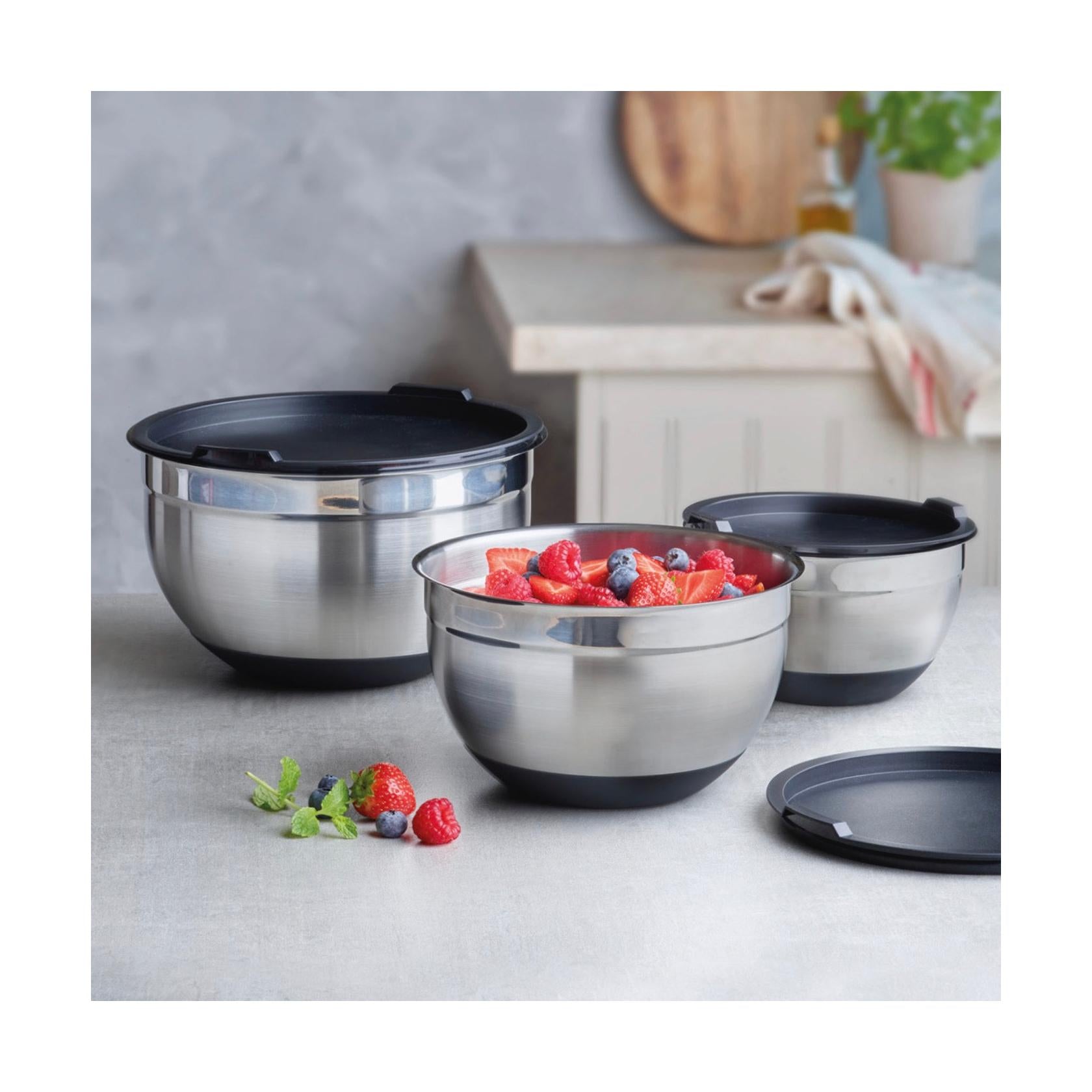 Set De 3 Boles Para Mezclar De Acero Inoxidable - Plateado