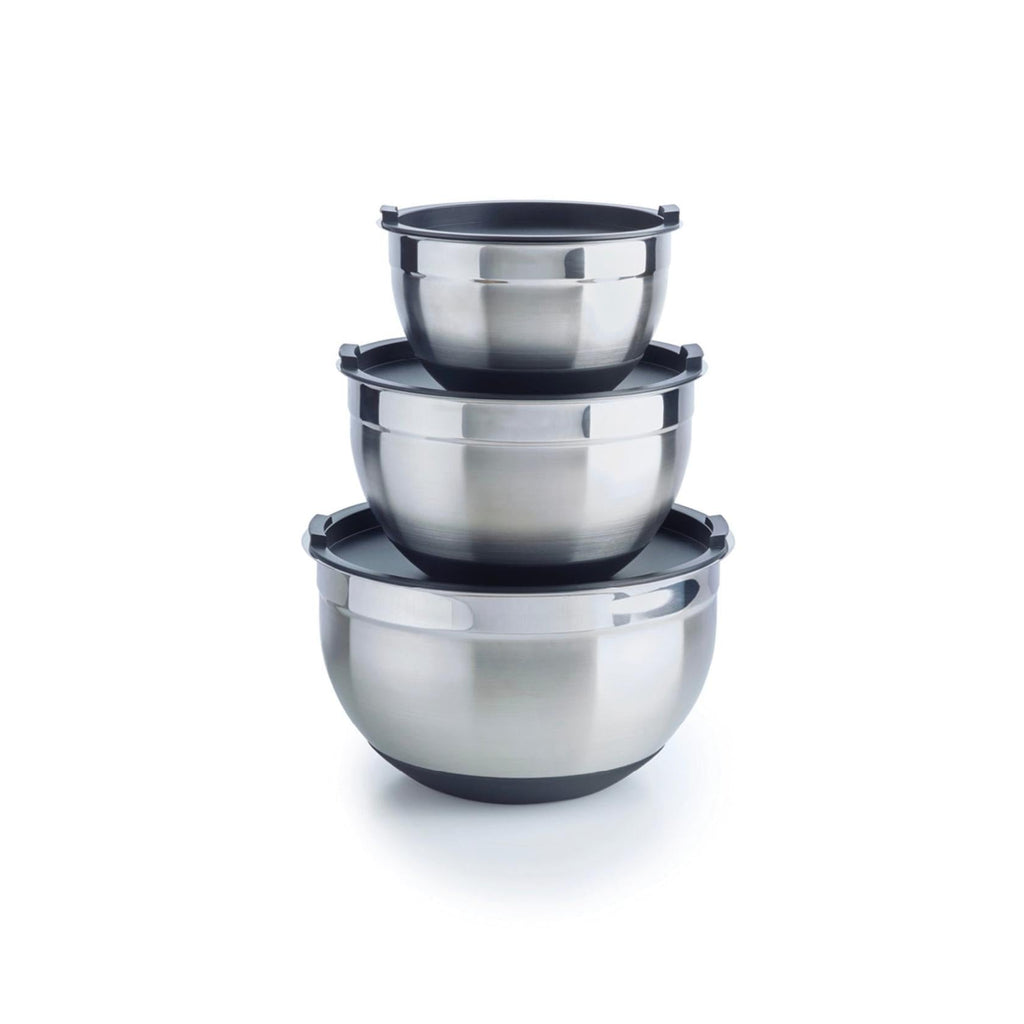 Set De 3 Boles Para Mezclar De Acero Inoxidable - Plateado