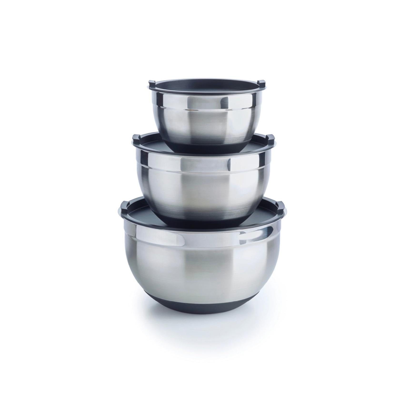 Set De 3 Boles Para Mezclar De Acero Inoxidable - Plateado