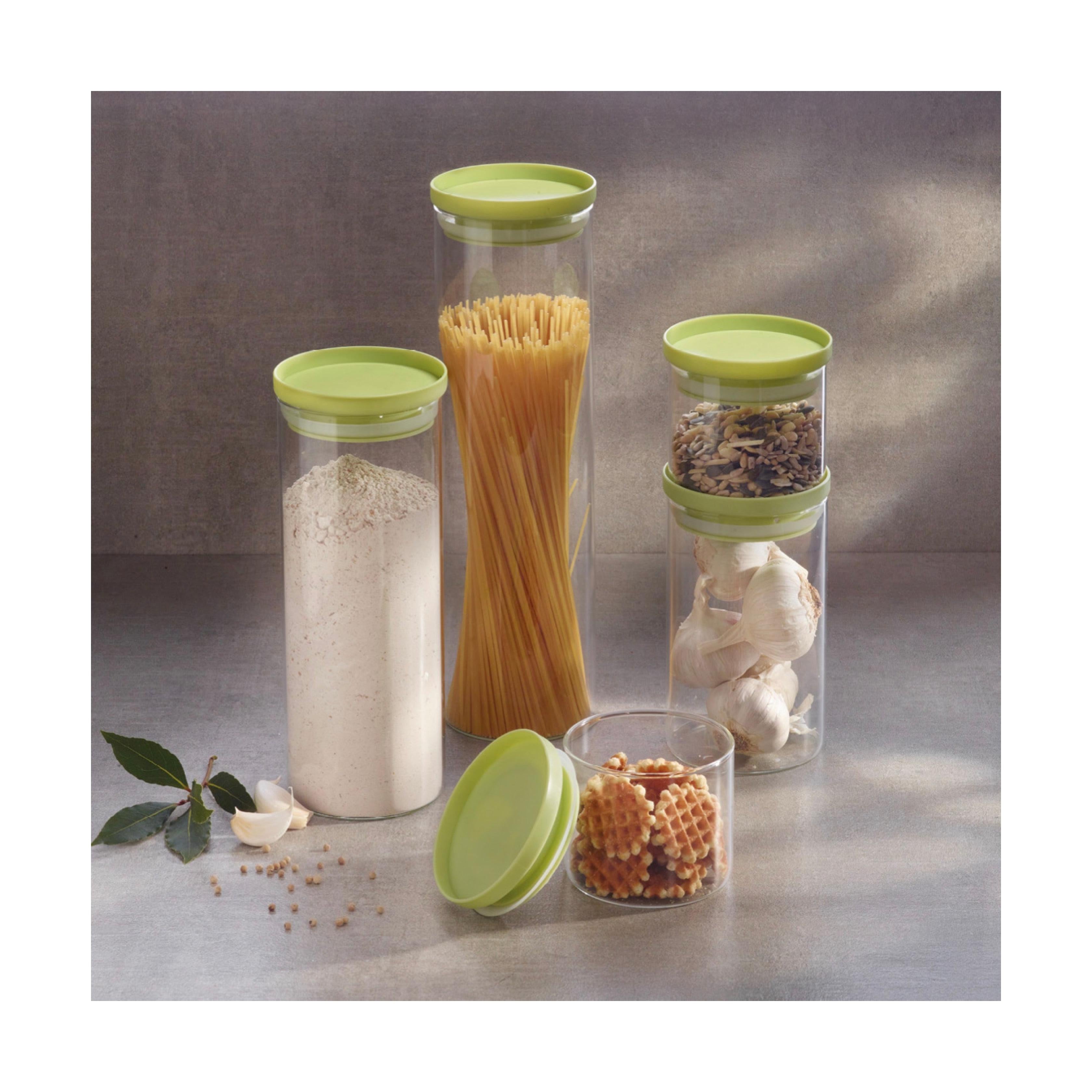 Set de 2 Cajas de Vidrio con Tapas de Plástico - Verde