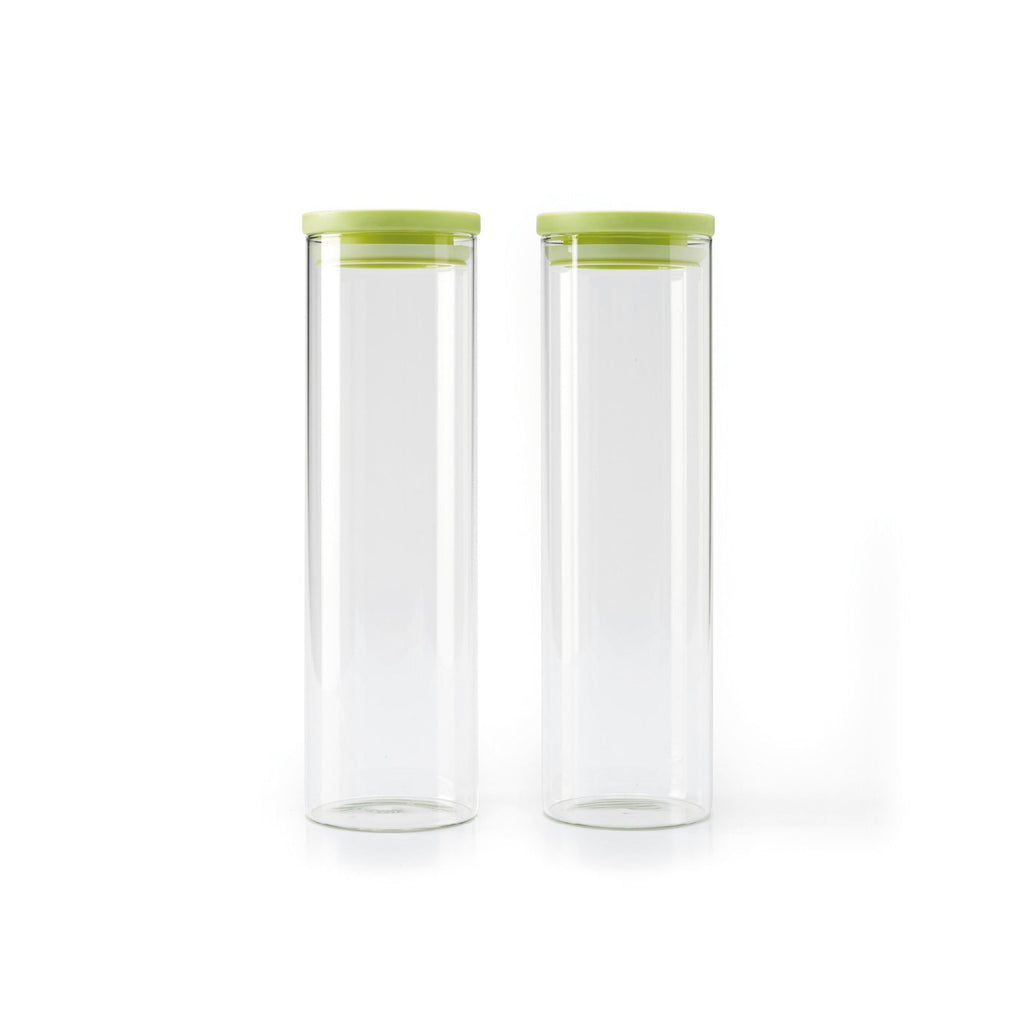 Set de 2 Cajas de Vidrio con Tapas de Plástico - Verde