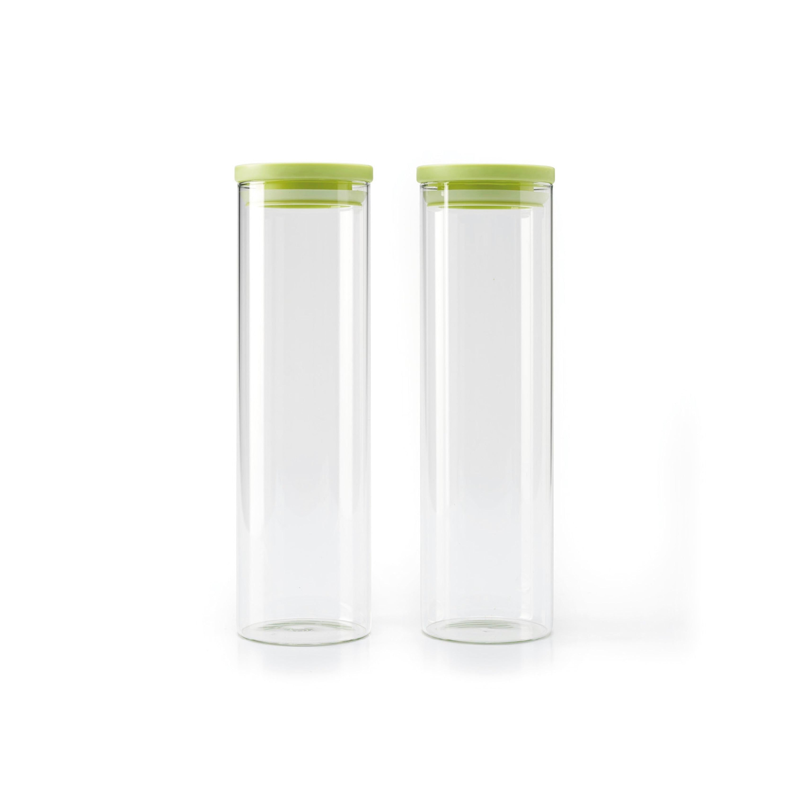Set de 2 Cajas de Vidrio con Tapas de Plástico - Verde