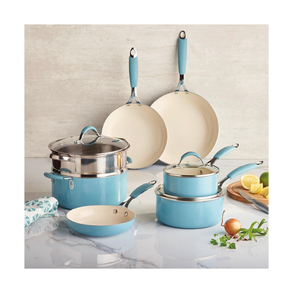 Batería De Cocina 10 Piezas Con Tapas - Azul