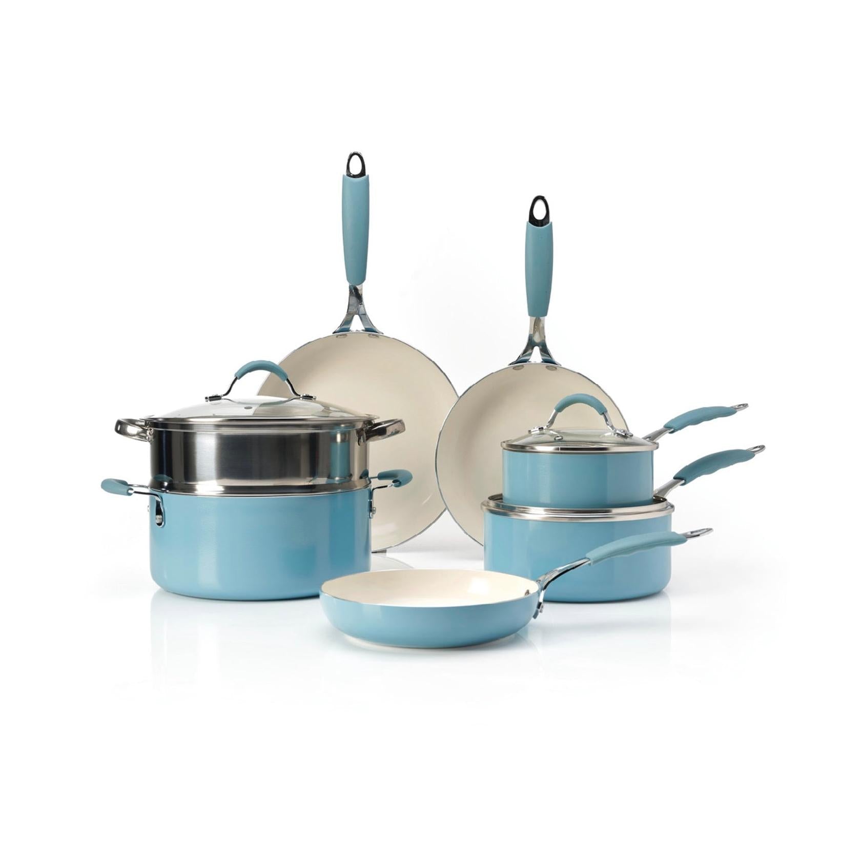 Batería De Cocina 10 Piezas Con Tapas - Azul