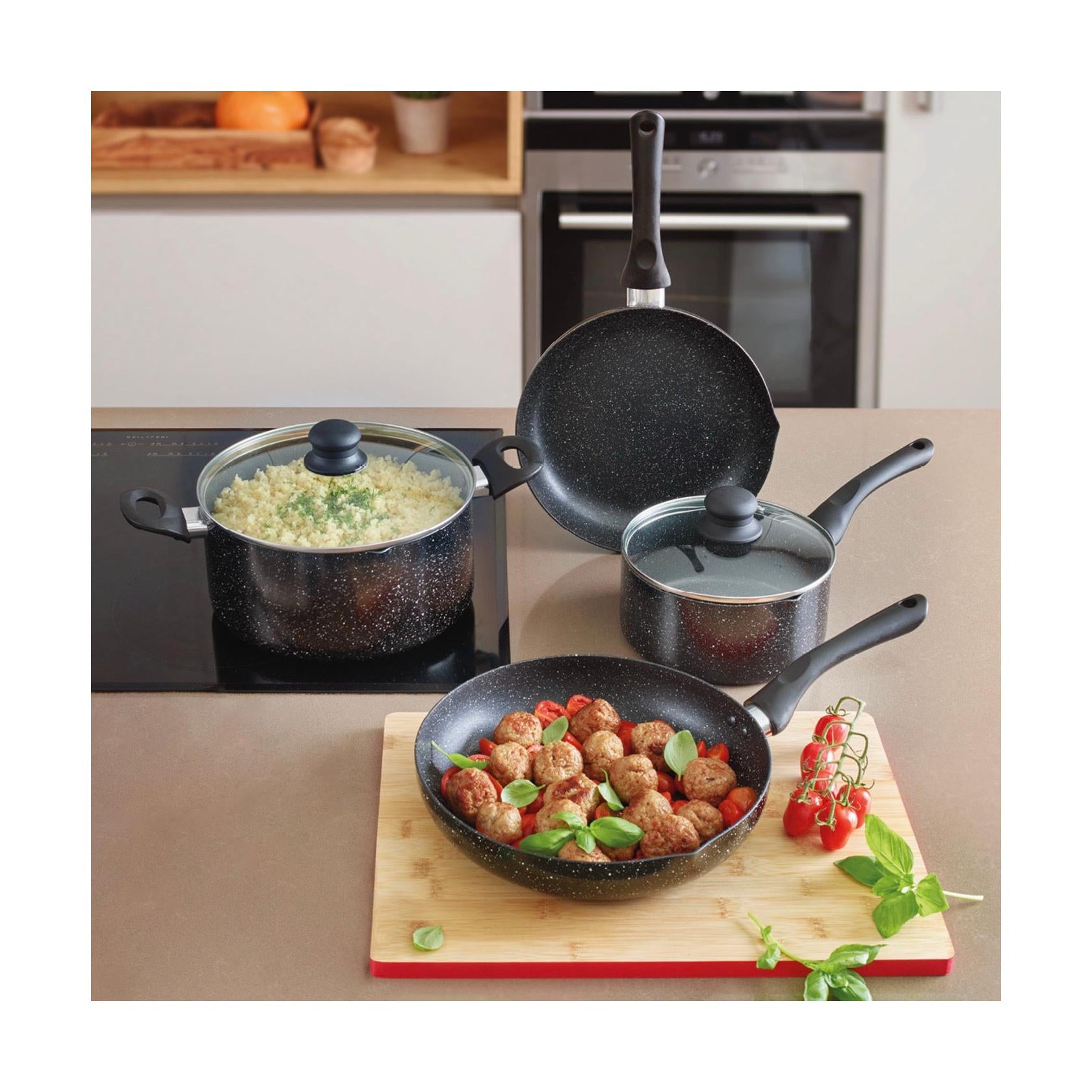 Juego De Cocina Granito Pro - 6 Piezas - Mármol Negro
