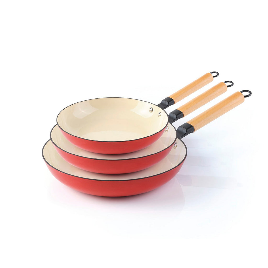 Set De 3 Poêles - Blanc / Rouge