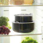 BRANDT - Set de 3 sartenes + 3 cacerolas + 3 tapas + 3 tapas herméticas + olla con tapa + 2 mangos extraíbles - Negro