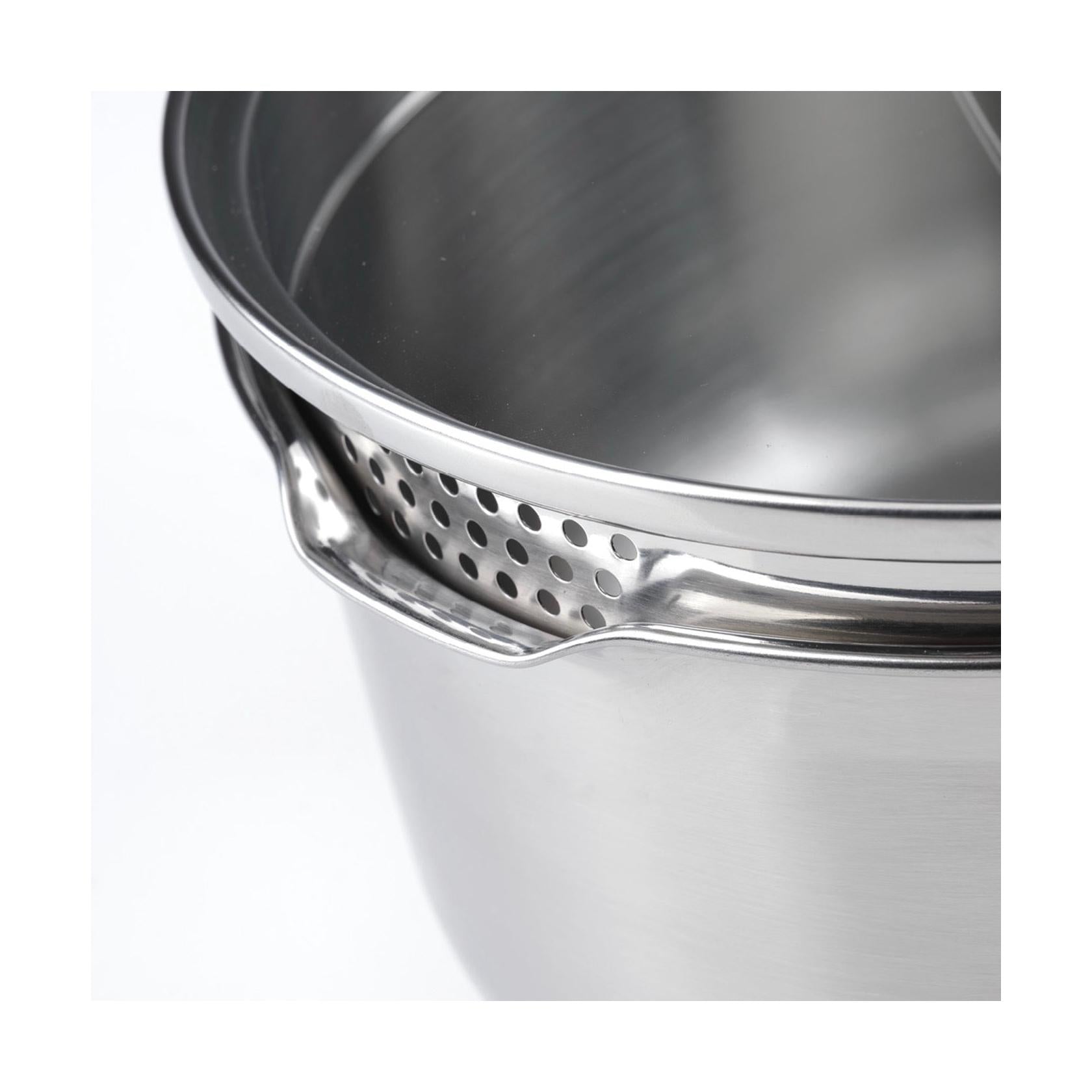 Set De 3 Casseroles En Inox + 3 Poêles Avec Revêtement Anti-Adhérent + 1 Poignée Amovible + 3 Couvercles Passoires Avec Manche En Inox - Argenté/Noir/Rouge
