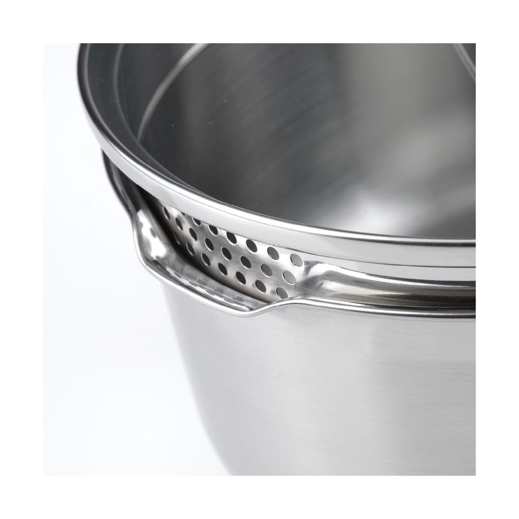 Set De 3 Casseroles En Inox + 2 Poêles + 1 Poignée Amovible + 3 Couvercles Passoires Avec Manche En Inox - Argenté/Noir/Rouge