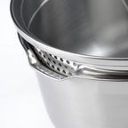 BRANDT - Set De 3 Casseroles En Inox + 2 Poêles + 1 Poignée Amovible + 3 Couvercles Passoires Avec Manche En Inox - Argenté / Noir / Rouge