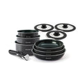 Set De 3 Sartenes + 3 Cacerolas + 3 Tapas + 1 Mango Extraíble - Diamant Perlé