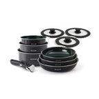 Set De 3 Sartenes + 3 Cacerolas + 3 Tapas + 1 Mango Extraíble - Diamant Perlé
