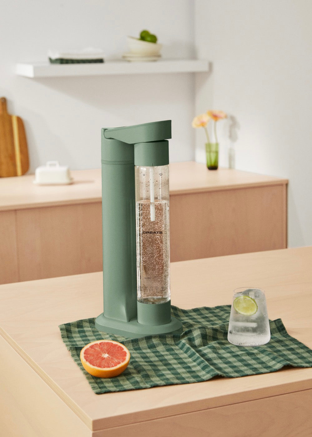 Soda Maker Studio - Máquina De Agua Con Gas + Botella 1L - Verde Salvia