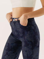 Navy Faded Flowers Trousers Blue