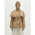 Berenice - Two-Fabric Belted Coat - Beige