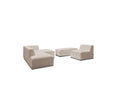 Megeve - Canapé D'Angle Fixe Modulable - Tissu Bouclette - Avec 1 Chauffeuse Et 1 Pouf - Angle Droit
