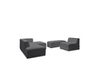 Megeve - Canapé D'Angle Fixe Modulable - Tissu Bouclette - Avec 1 Chauffeuse Et 1 Pouf - Angle Droit