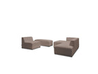Megeve - Modular Fixed Corner Sofa - Bouclé Fabric - With 1 Armless Chair and 1 Pouffe - Left Corner