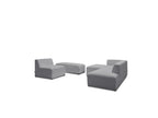 Megeve - Modular Fixed Corner Sofa - Bouclé Fabric - With 1 Armless Chair and 1 Pouffe - Left Corner