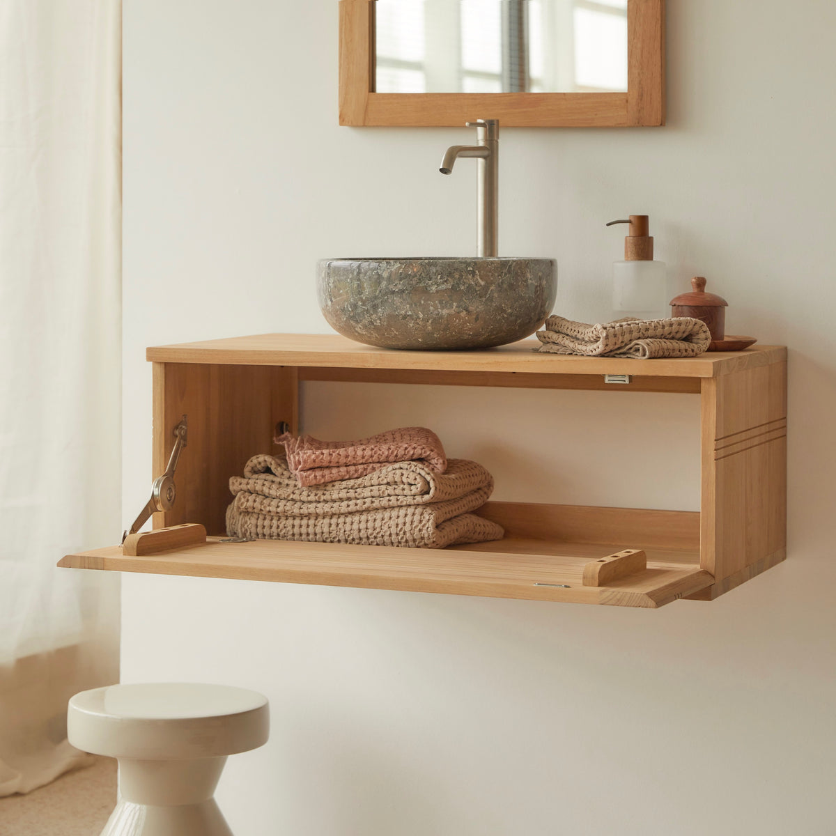 Basic - Meuble Sous Vasque - Teck - Naturel