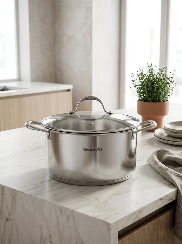Olla 32cm - Tapa de Vidrio - Acero Inoxidable - Inox