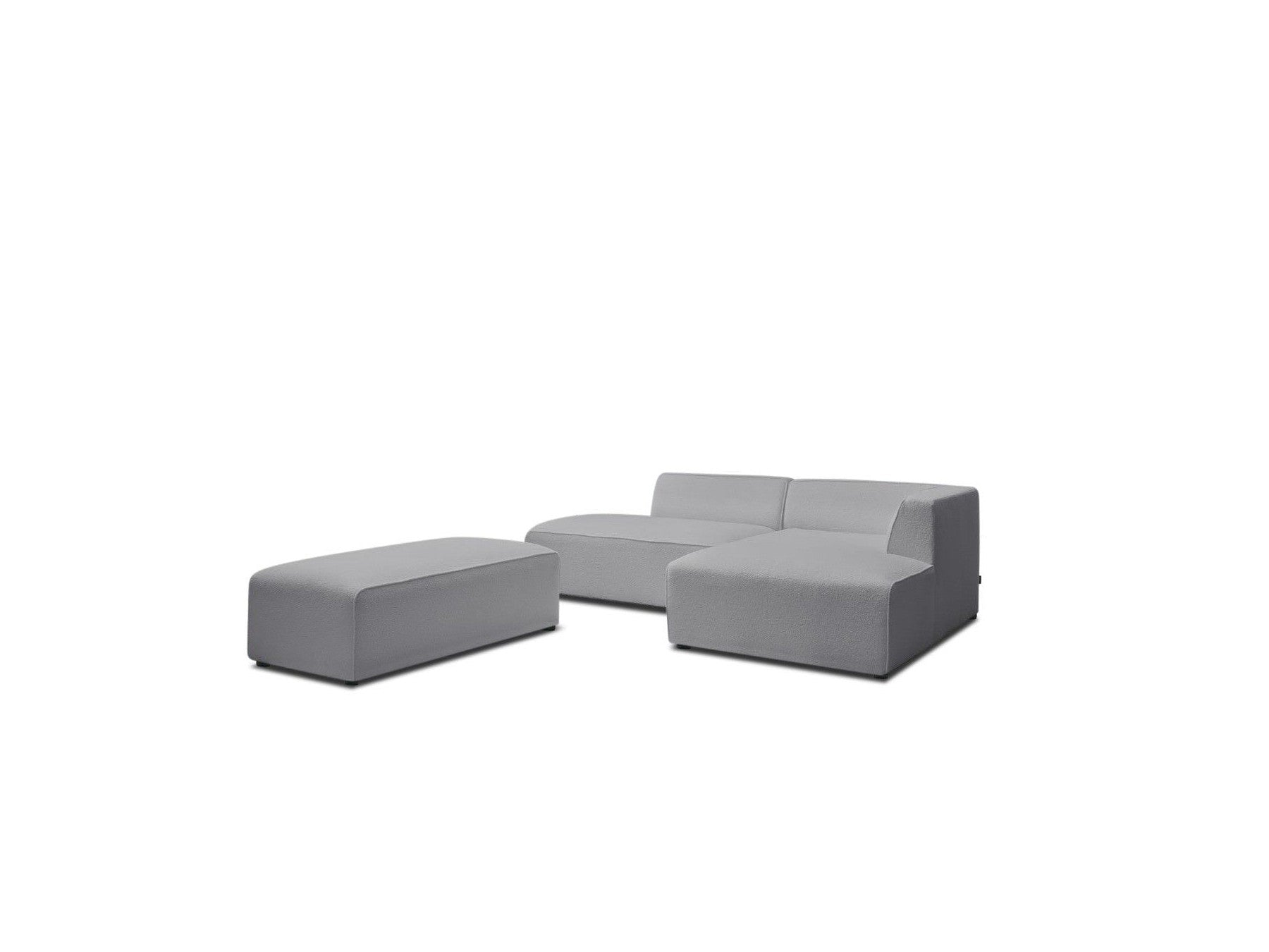 Megeve - Sofá esquinero fijo modular - Tela bouclé - Con puf - Esquina derecha