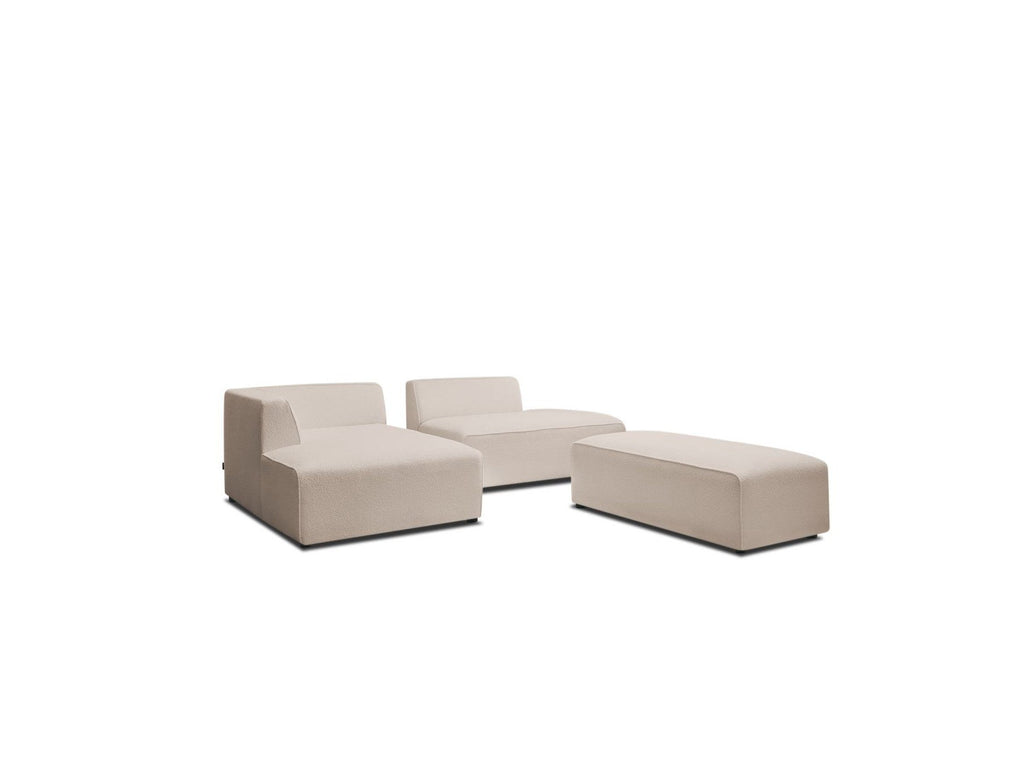 Megeve - Modular Fixed Corner Sofa - Bouclé Fabric - With Pouffe - Left Corner