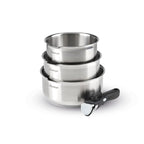Set of 3 Saucepan with Detachable Handle - Silver