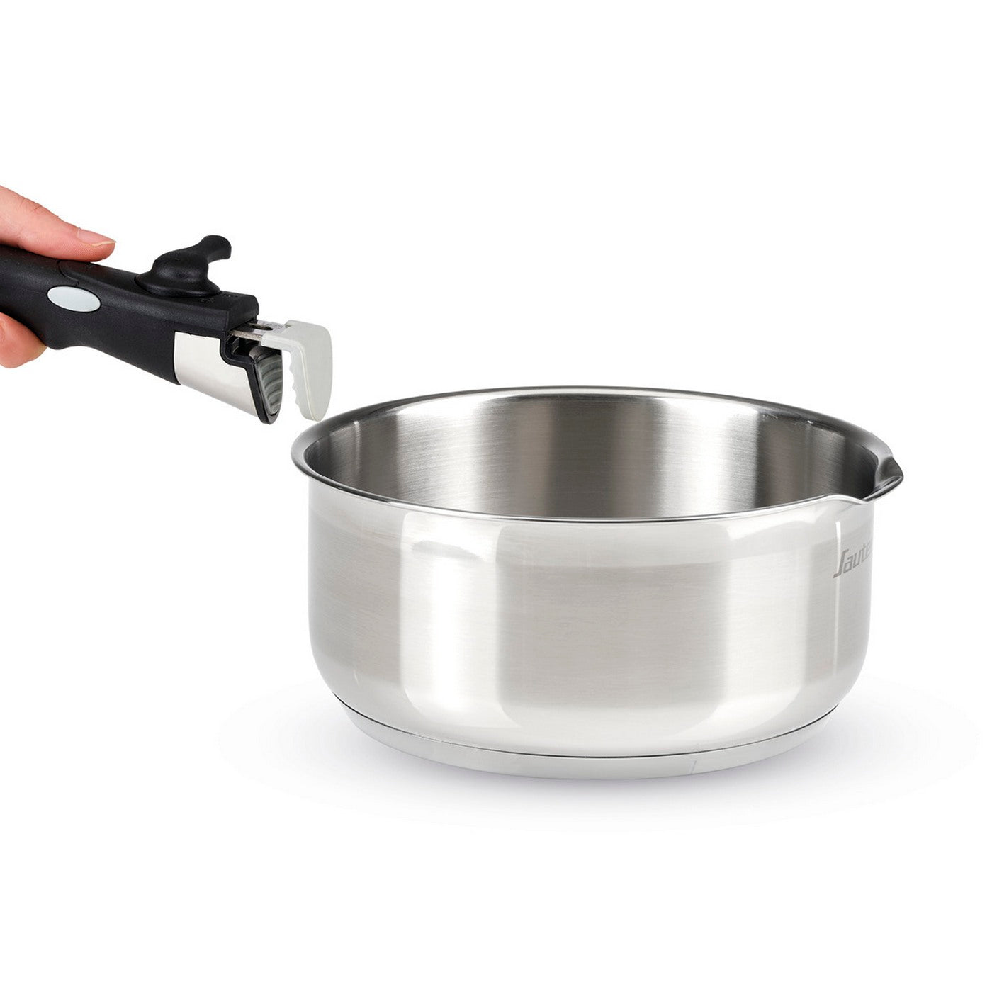 Set of 3 Saucepan with Detachable Handle - Silver