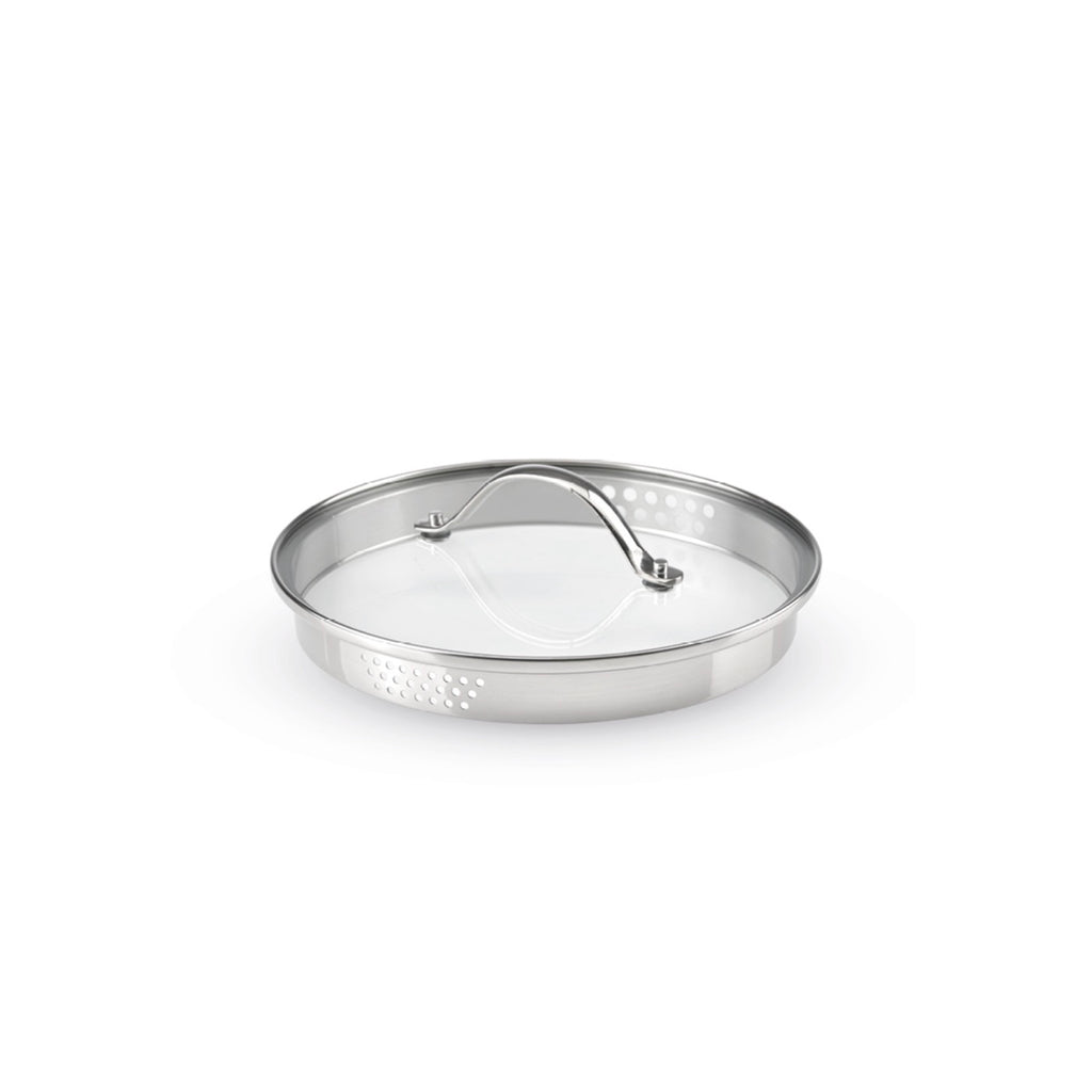 Tapa De Vidrio Con Botón De Acero Inoxidable - Transparente/Plata - 3 Tamaños