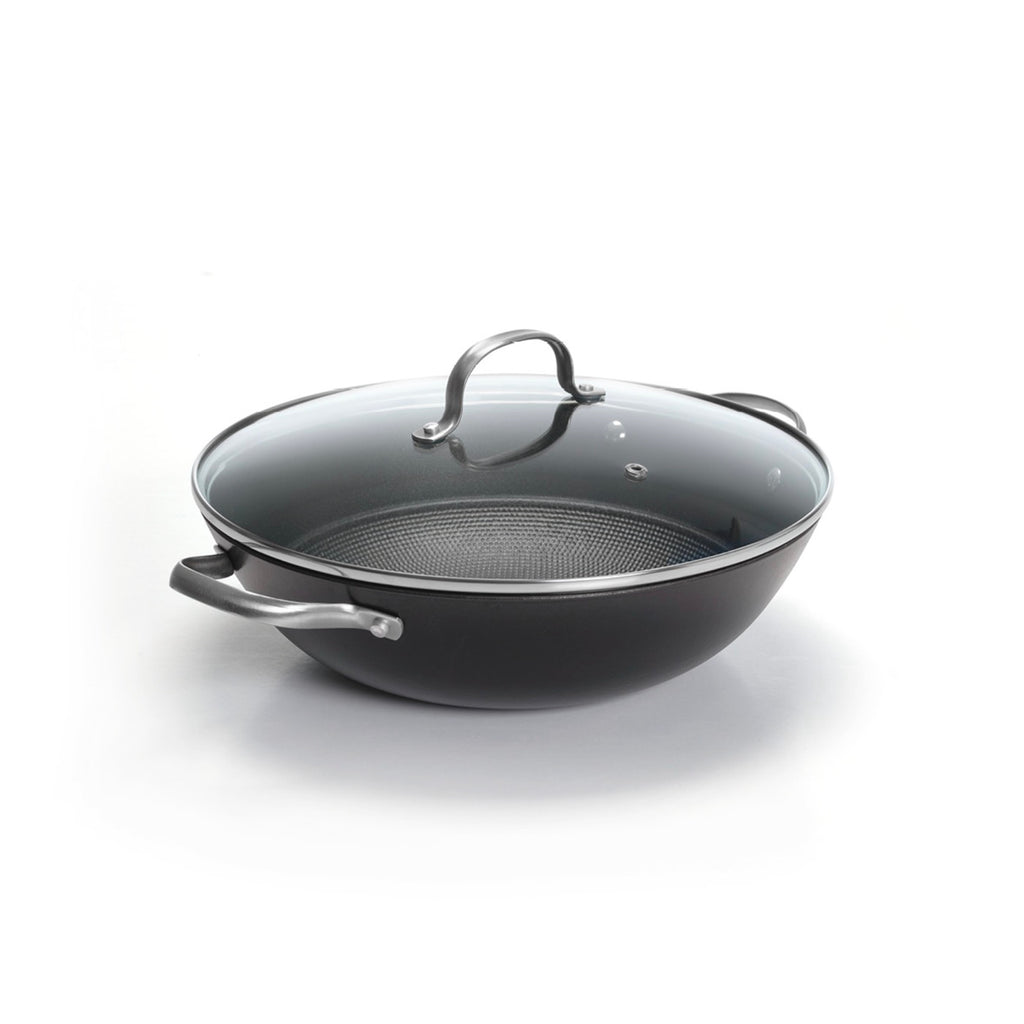 Cast Iron Wok Honeycomb Structure - Black - 30cm