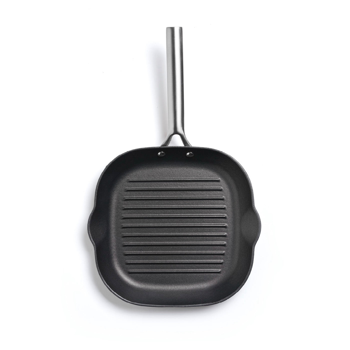 Poêle Grill En Fonte Structure Nid D'Abeille Avec Poignée En Inox - Noir - 28cm