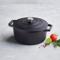 Cocotte de Hierro Fundido Redonda - Negro Mate - 25 cm