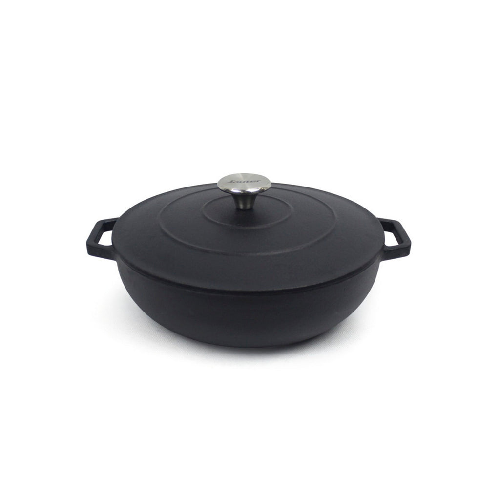 Round Cast Iron Sauté Pan 25 cm - Matt Black