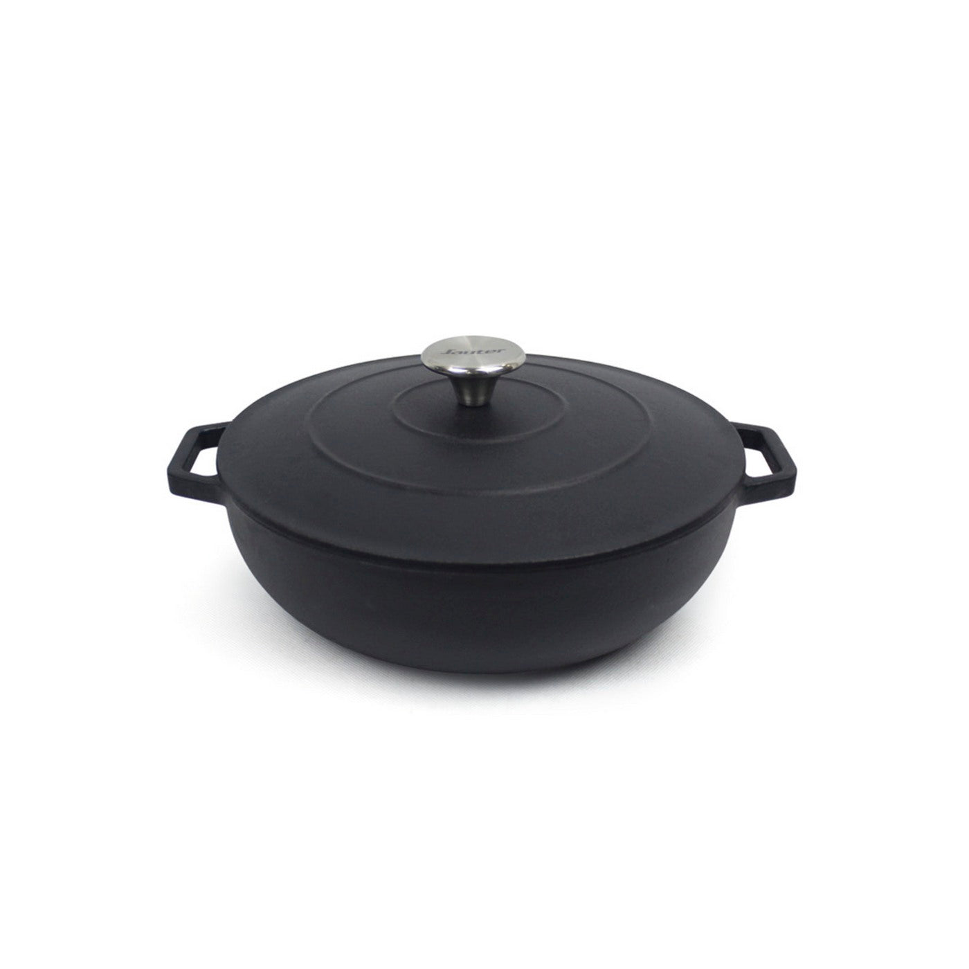 Round Cast Iron Sauté Pan 25 cm - Matt Black