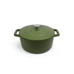 Round Cast Steel Casserole Dish - Matt Green - 25cm