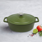 Cocotte Ovalada Con Tapa - Verde