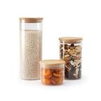 Set De 7 Boîtes En Verre Avec Couvercles En Bambou - Transparent