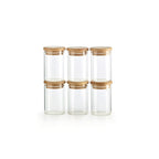 Set De 6 Petits Pots À Épices En Verre Avec Couvercles En Bambou - Transparent