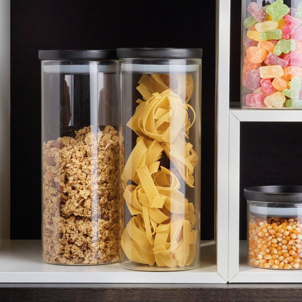 Set De 6 Boîtes En Verre Avec Couvercles En Plastique - Noir